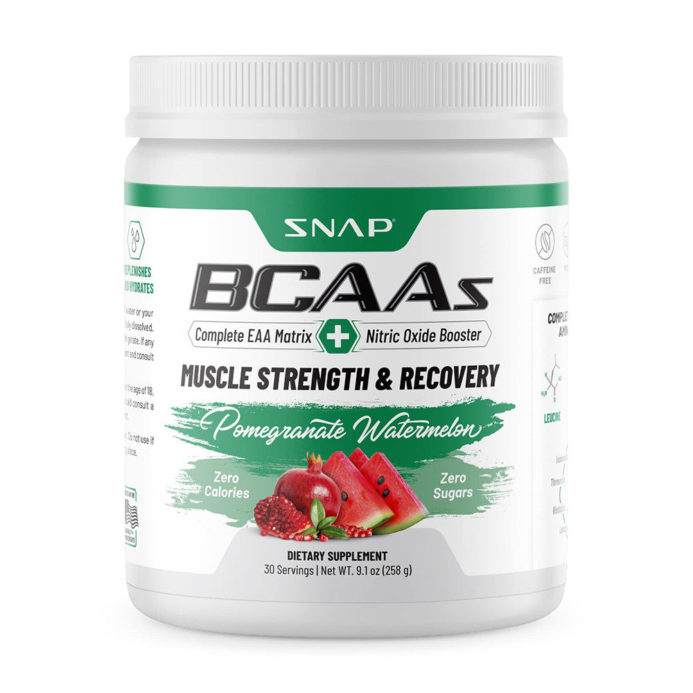 Snap Supplements Bcaa Pomegranate Watermelon Powder, Muscle Strength Recovery, 9.1 Oz